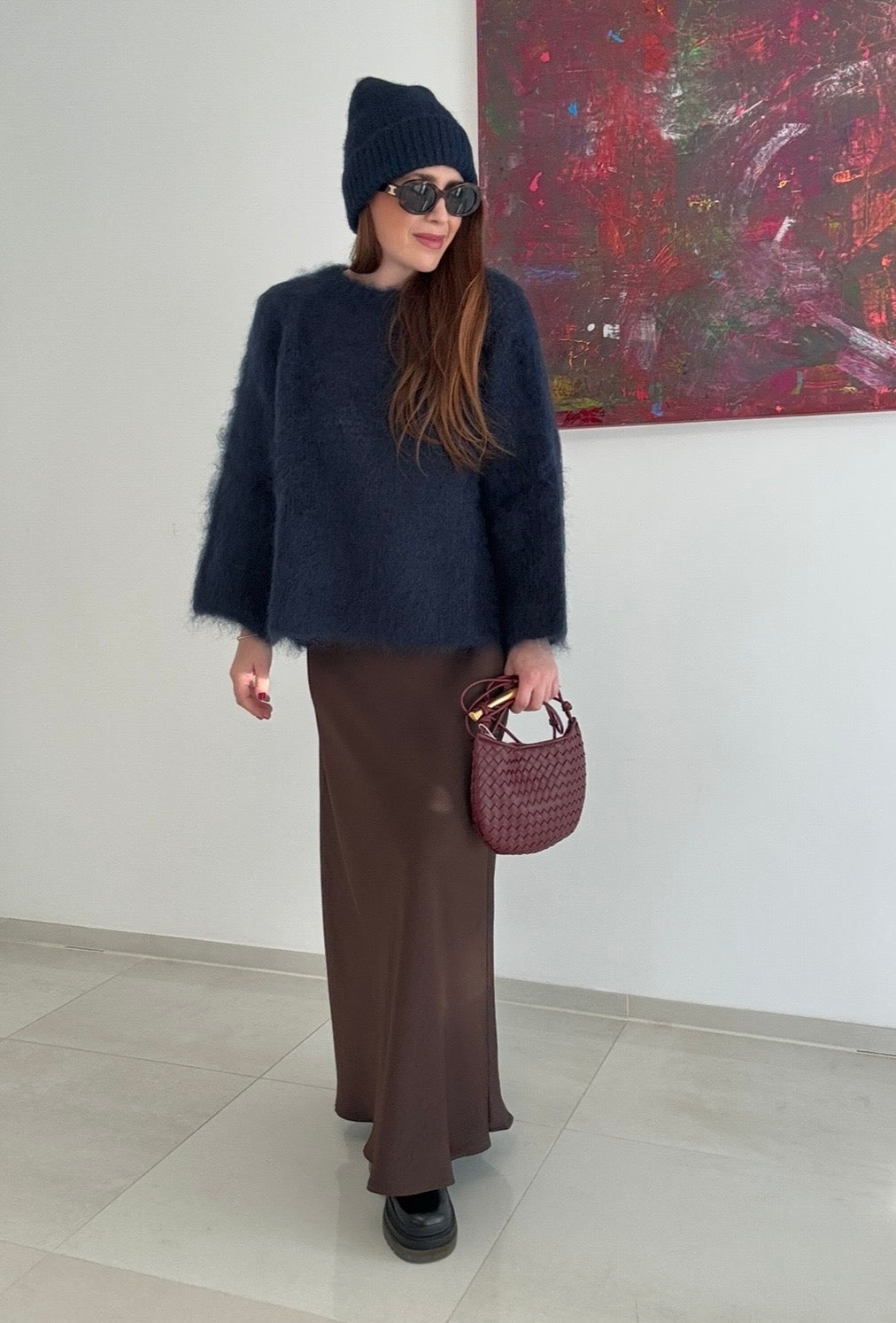 Grober Strickpullover - Navy