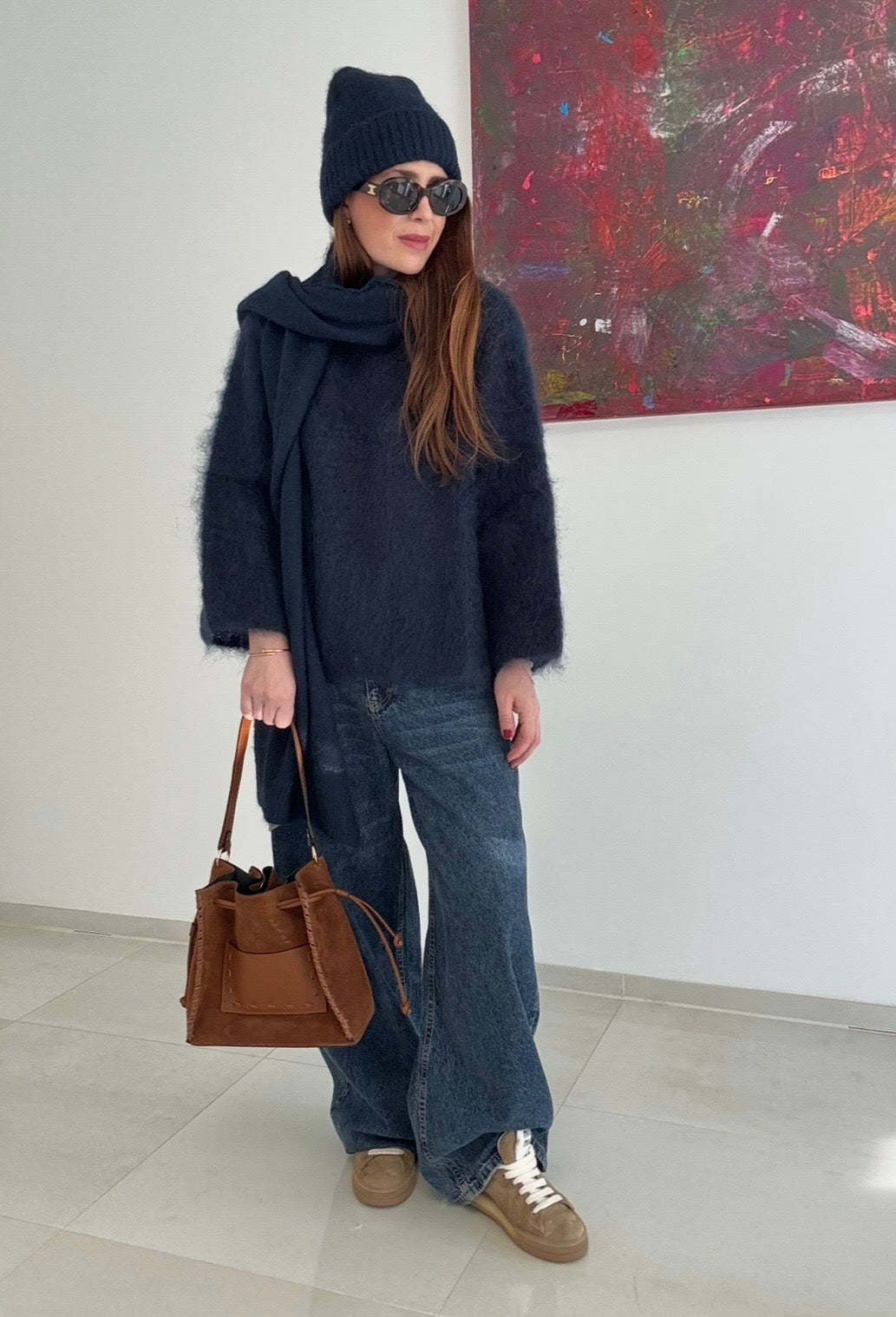 Grober Strickpullover - Navy