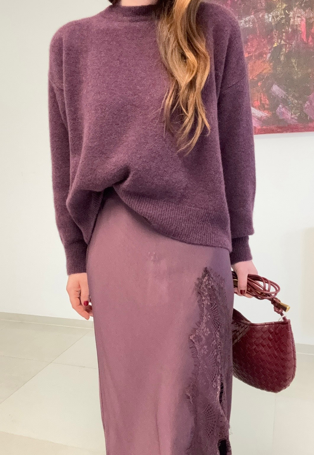 Rock mit Spitze - Aubergine