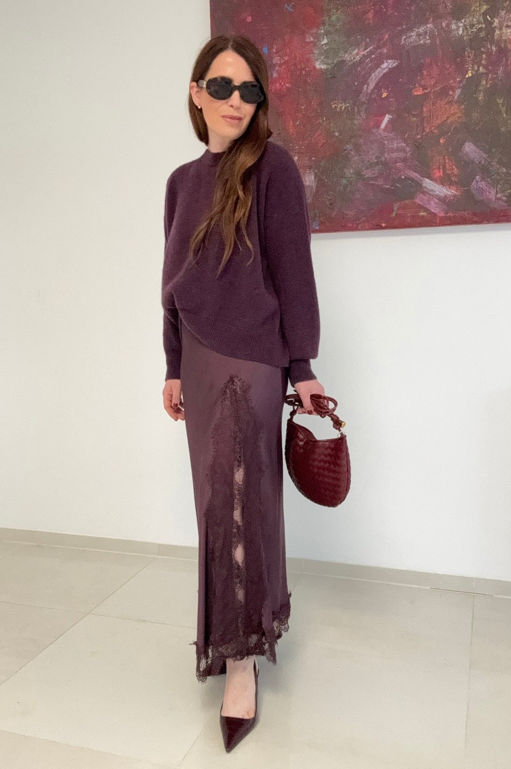 Rock mit Spitze - Aubergine