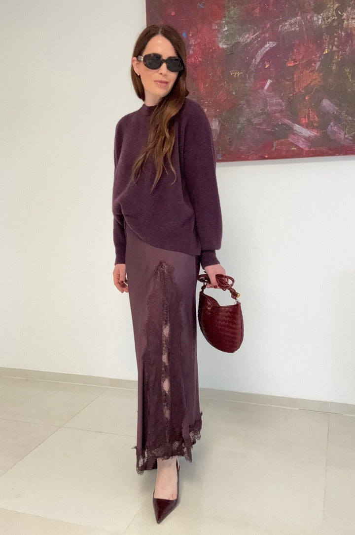 Rock mit Spitze - Aubergine