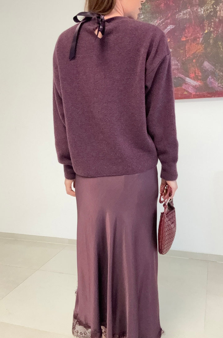 Rock mit Spitze - Aubergine