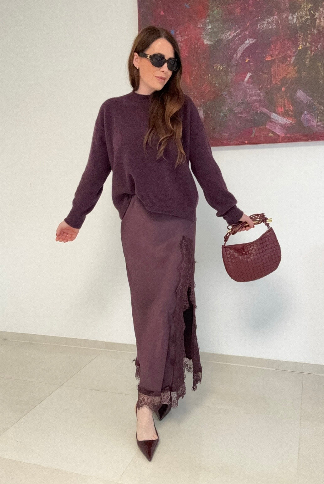 Rock mit Spitze - Aubergine