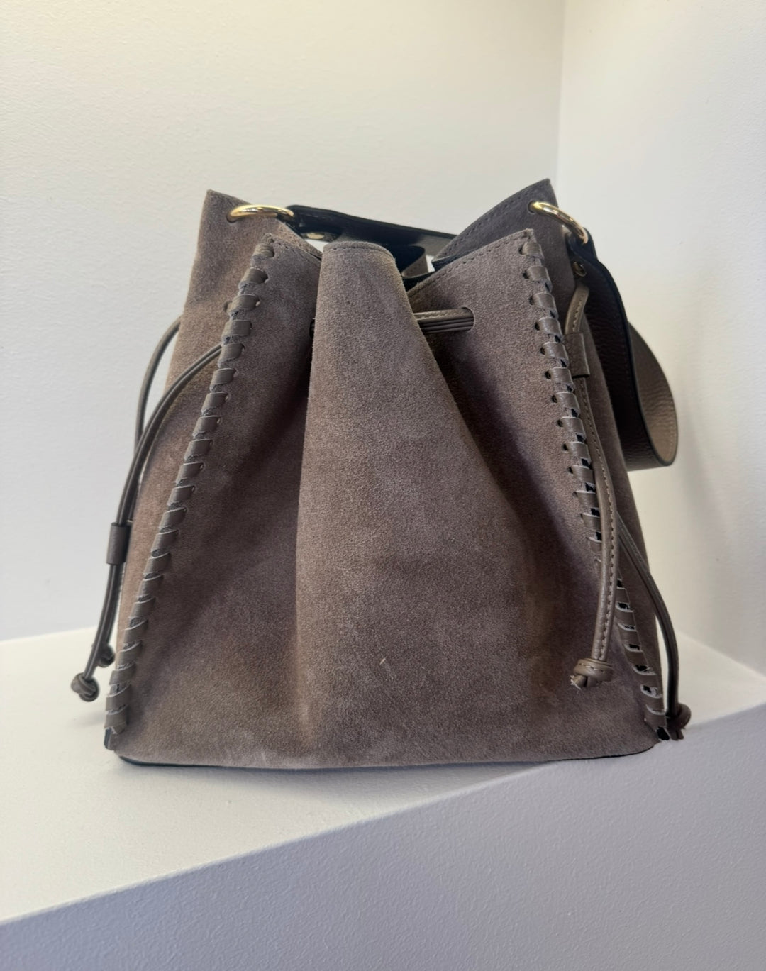 Beutel aus Leder - Taupe