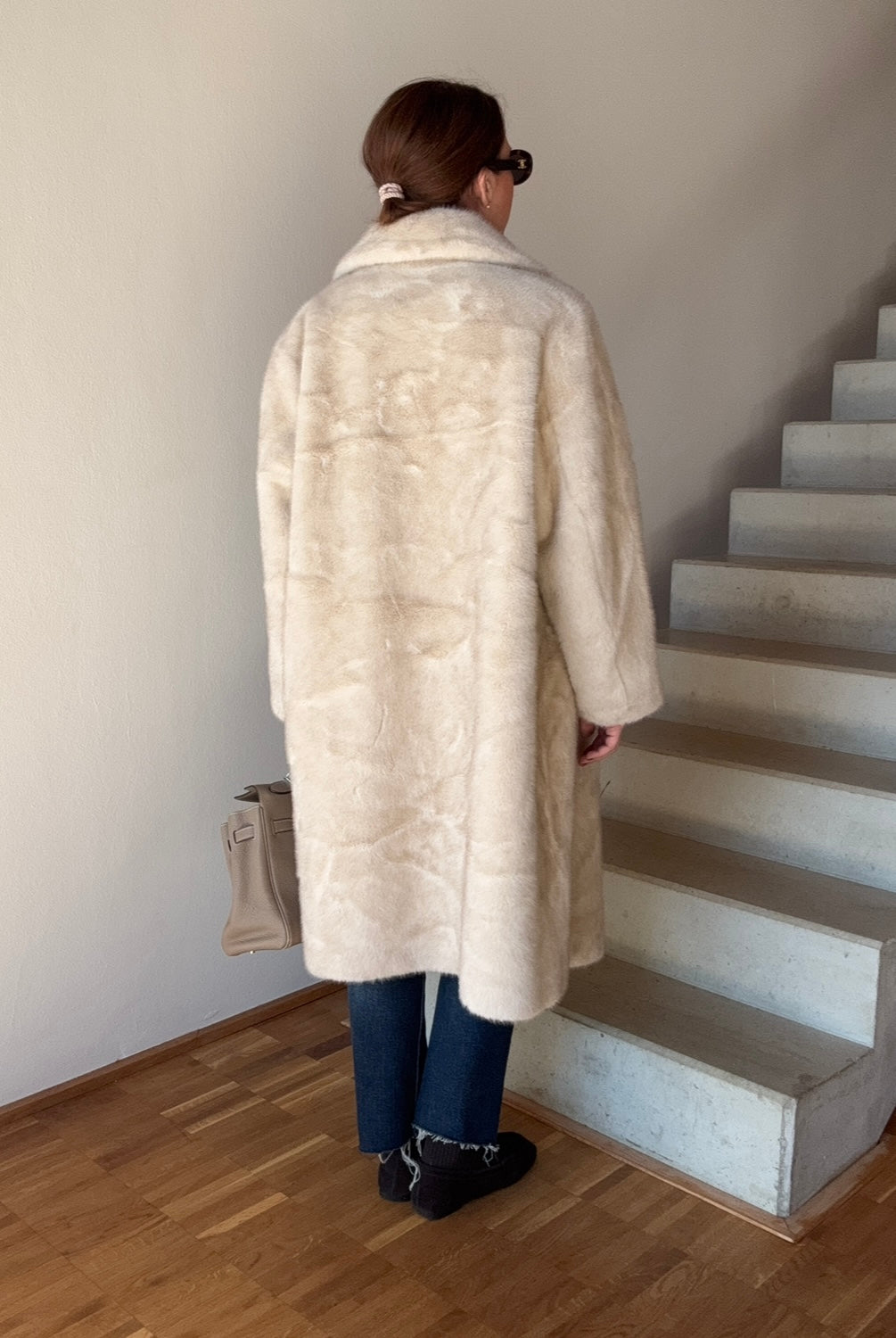 Fake-Fellmantel - Beige