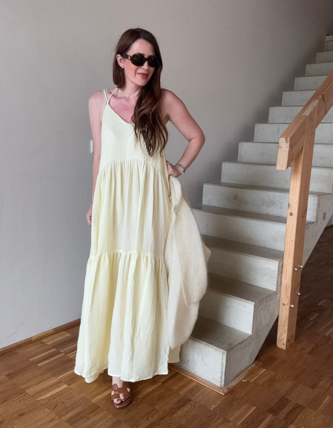 Musselin-Kleid - Gelb