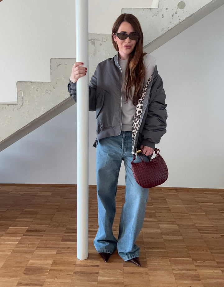 Bomberjacke mit Print - Petrol