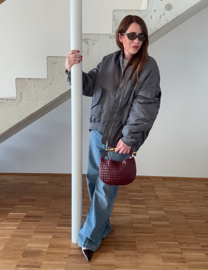 Bomberjacke mit Print - Petrol