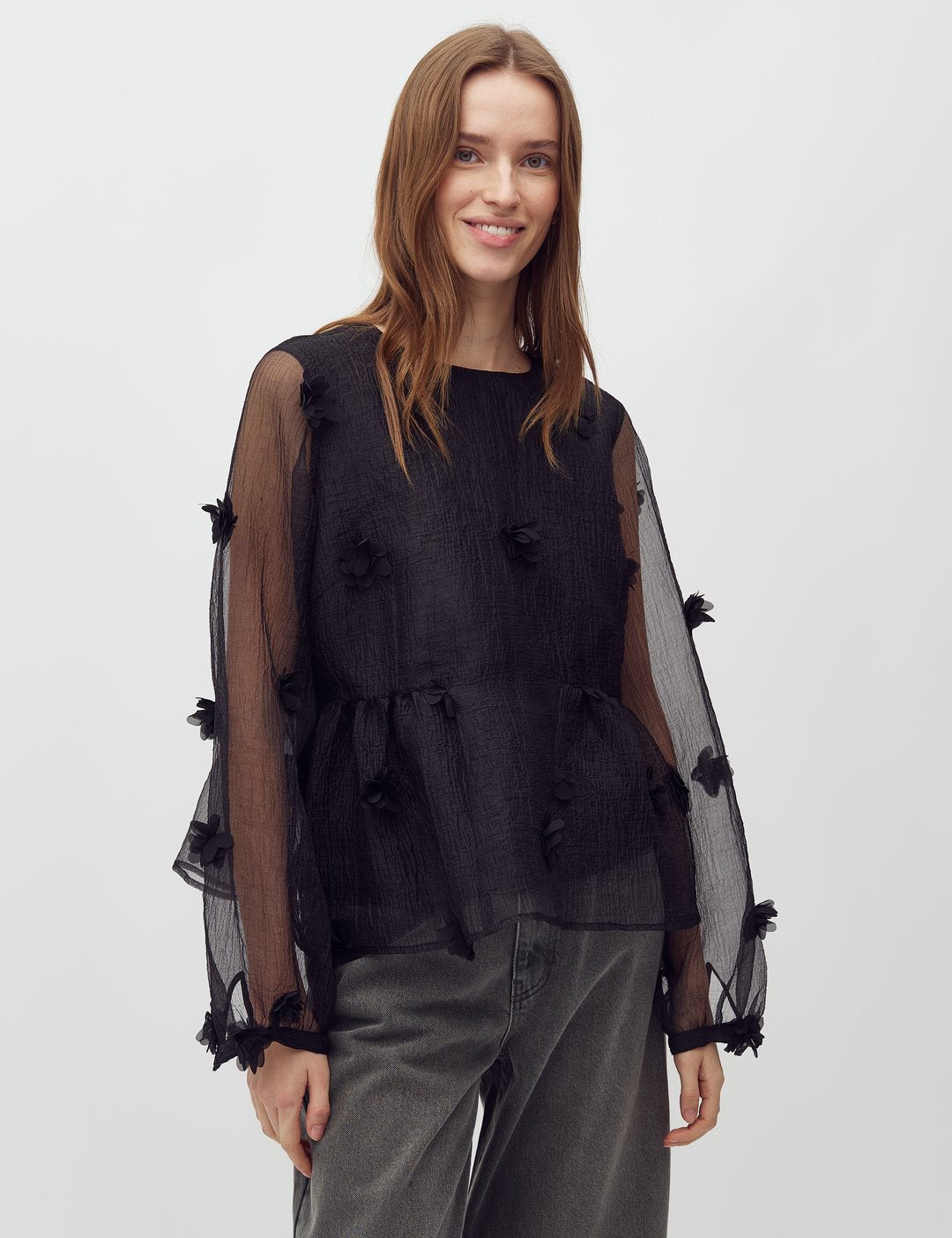 Verspielte Bluse - Schwarz
