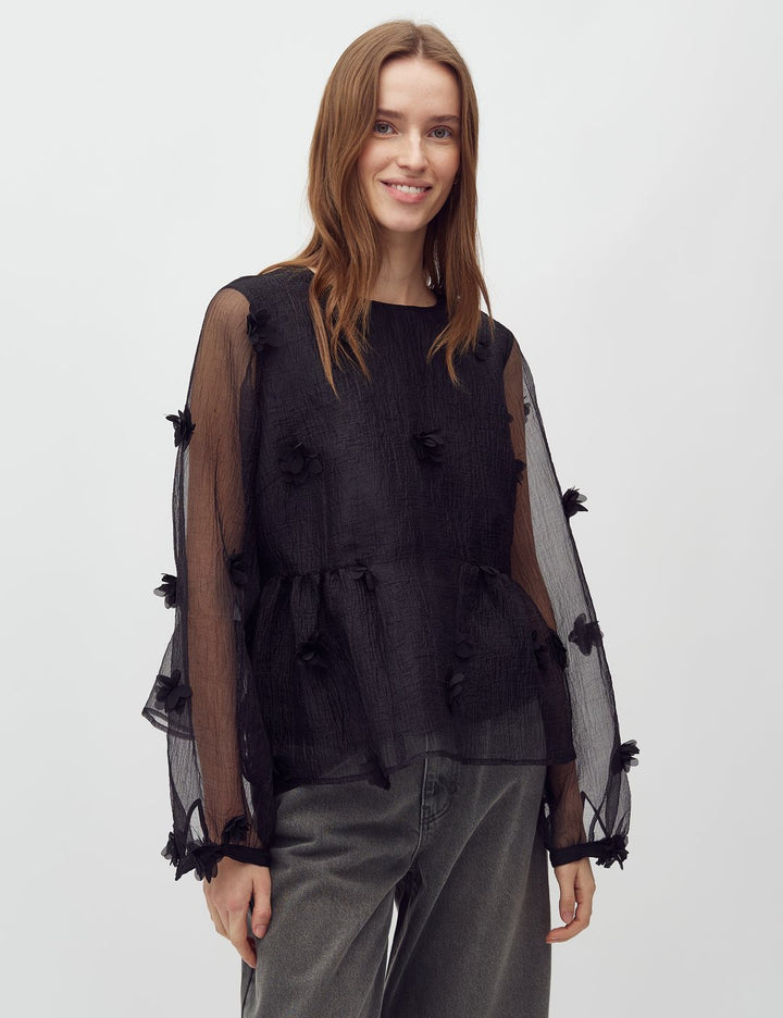 Verspielte Bluse - Schwarz