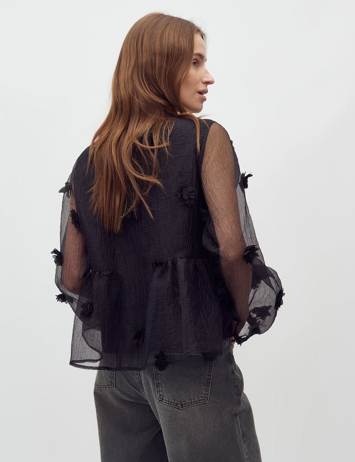 Verspielte Bluse - Schwarz
