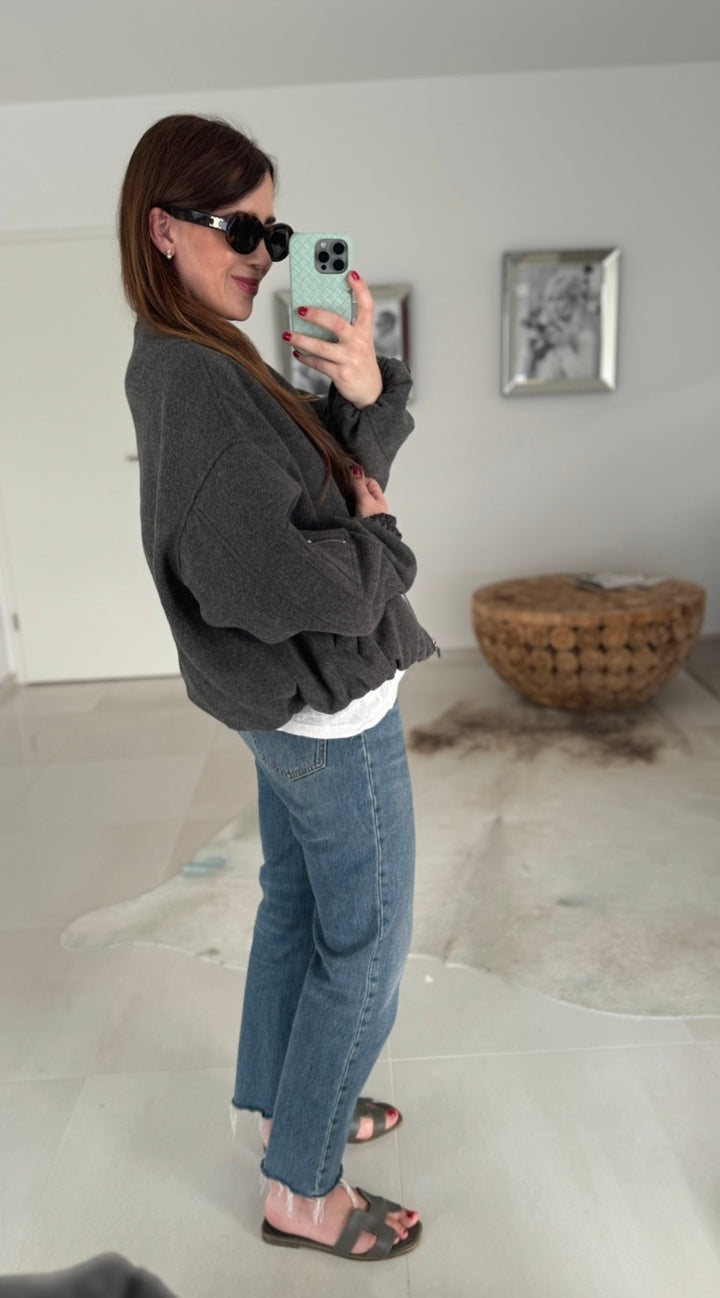 Blousonjacke aus Stoff - Grau