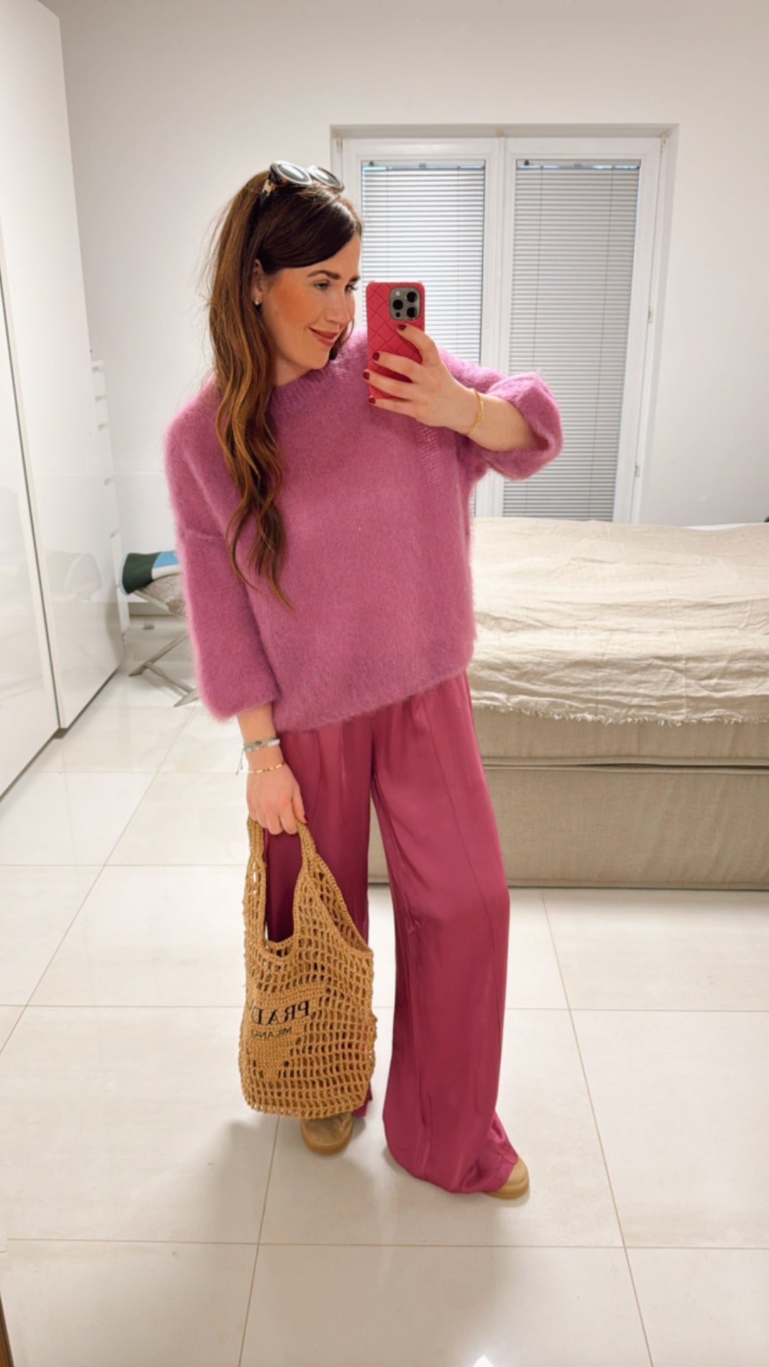 Mohair-Shirt mit 3/4 Arm - Beere