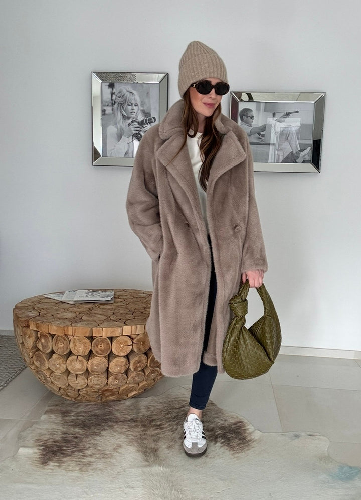Fake Fellmantel - Taupe