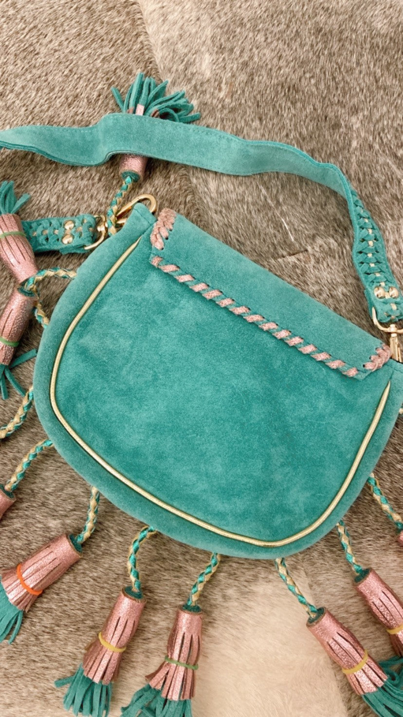 Boho-Handtasche - Türkis