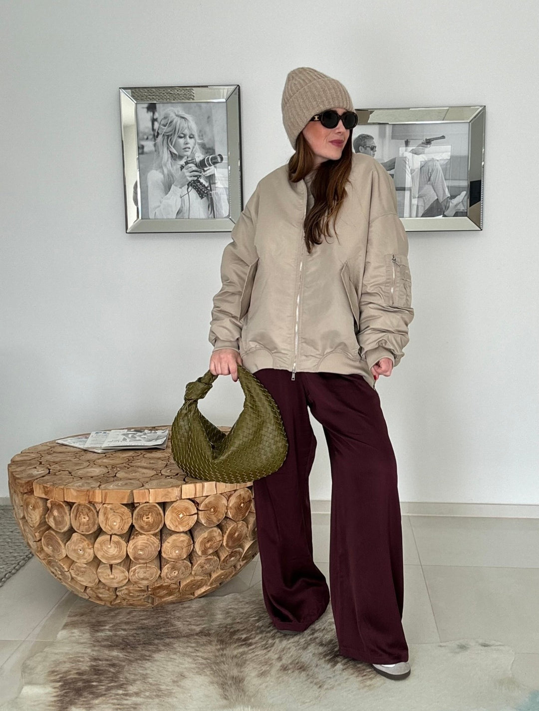 Bomberjacke mit Leo - Beige