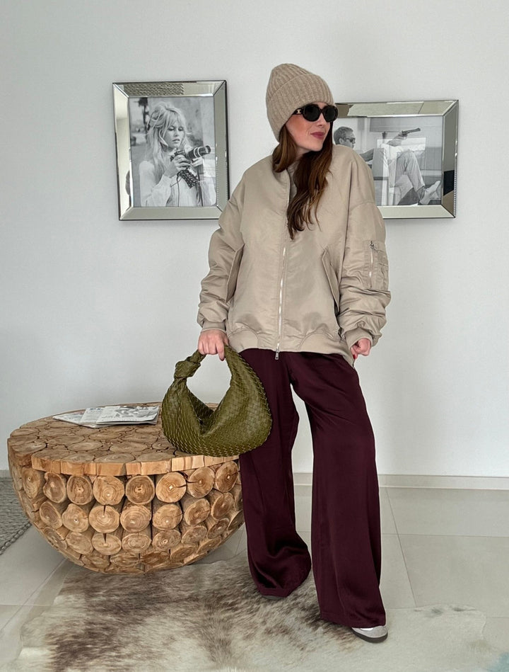 Bomberjacke mit Leo - Beige