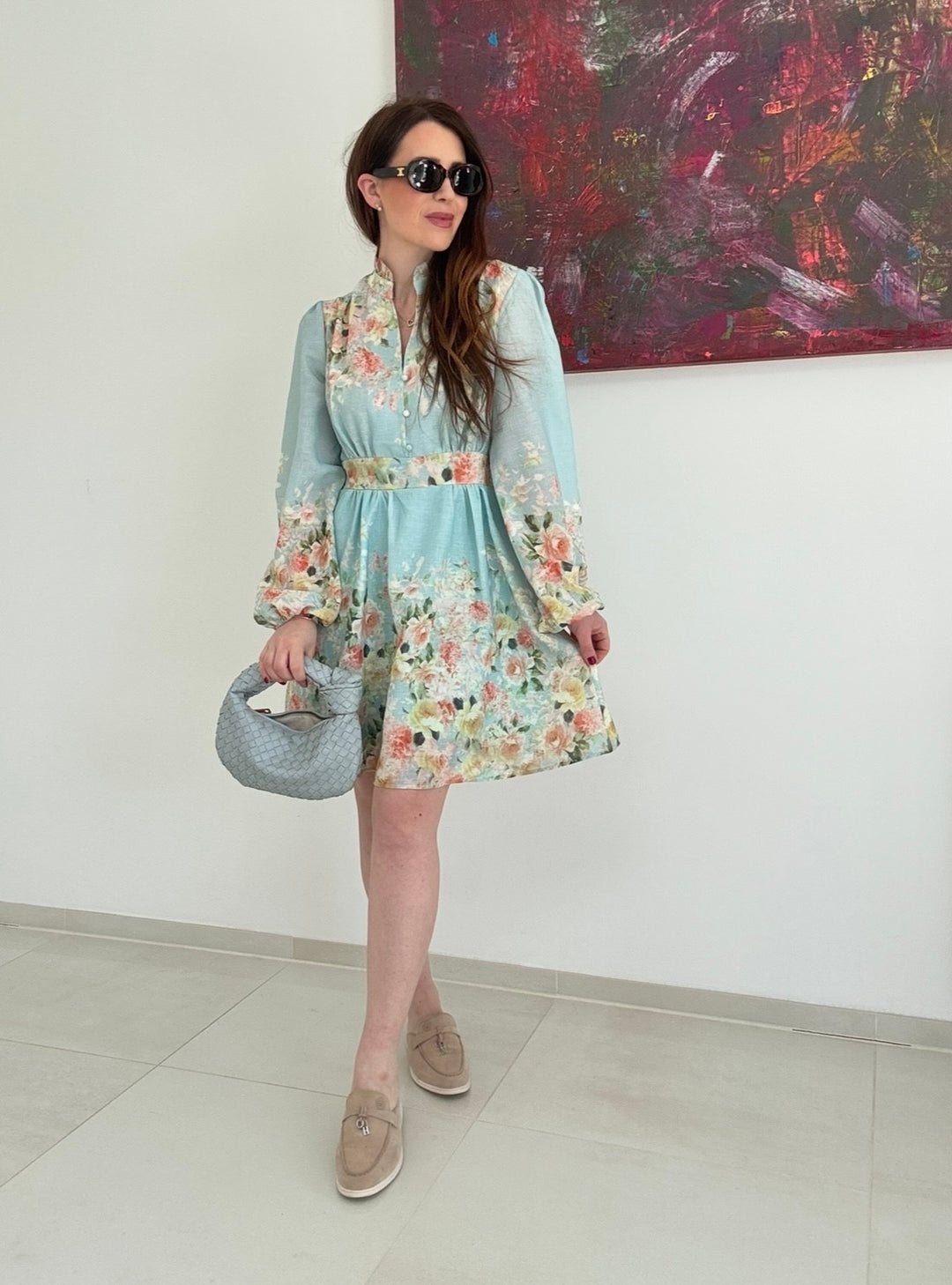 Kurzes Kleid - Hellblau