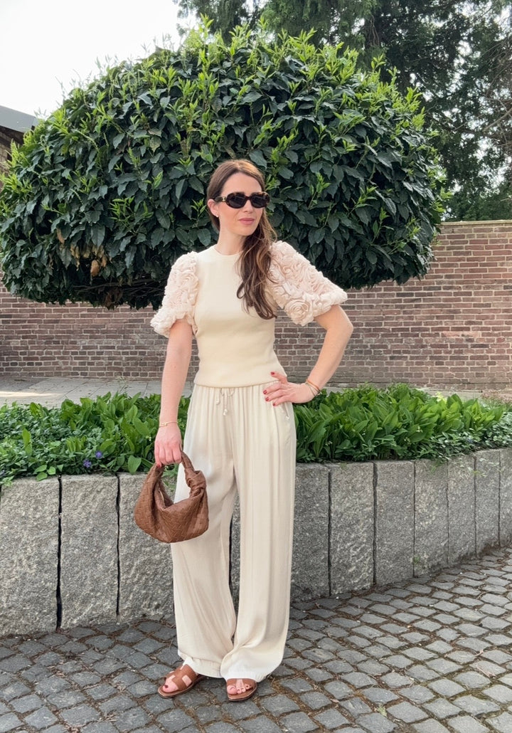 Shirt mit Ballonärmel - Beige