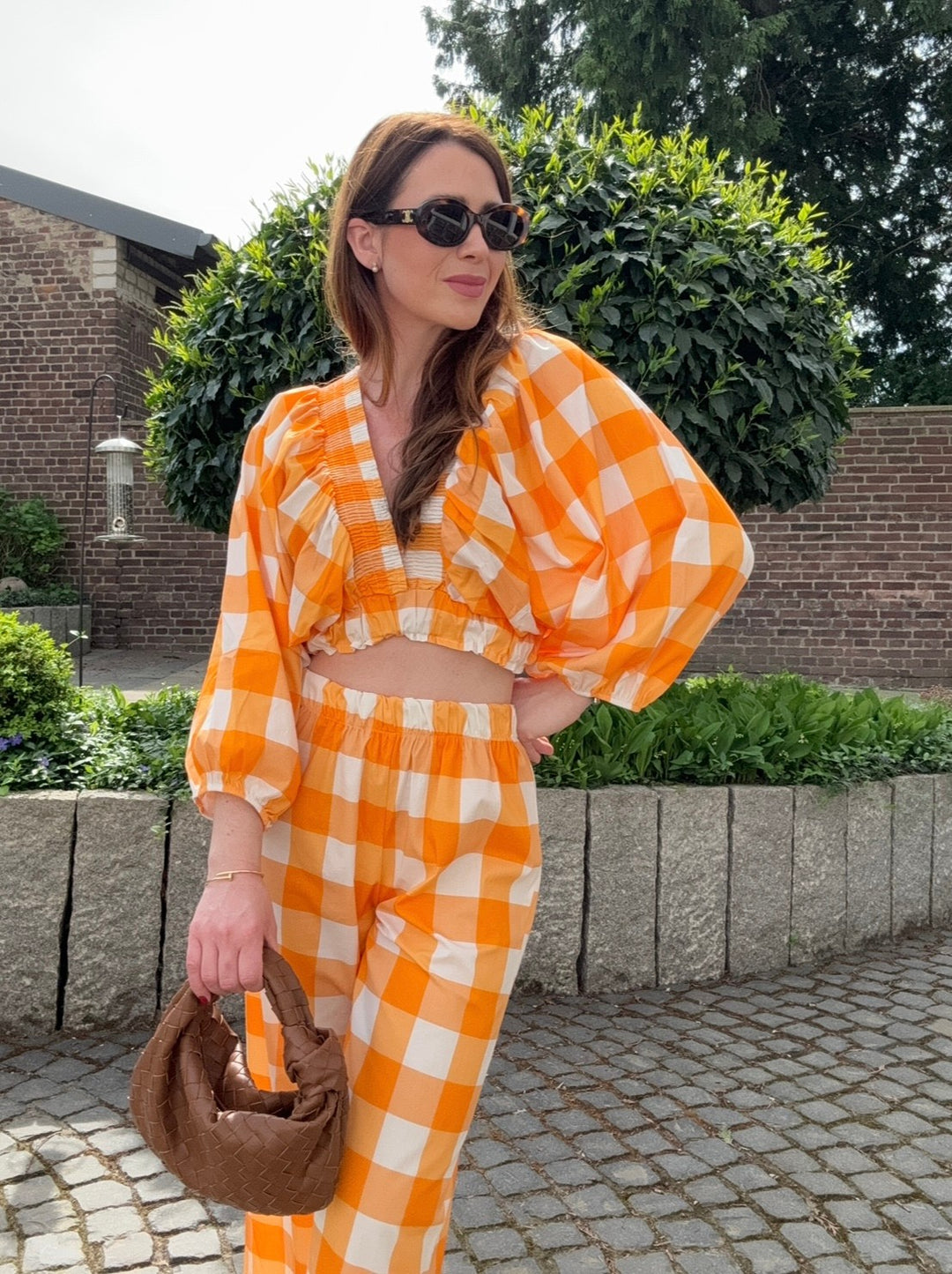 Verkürzte Bluse - Orange