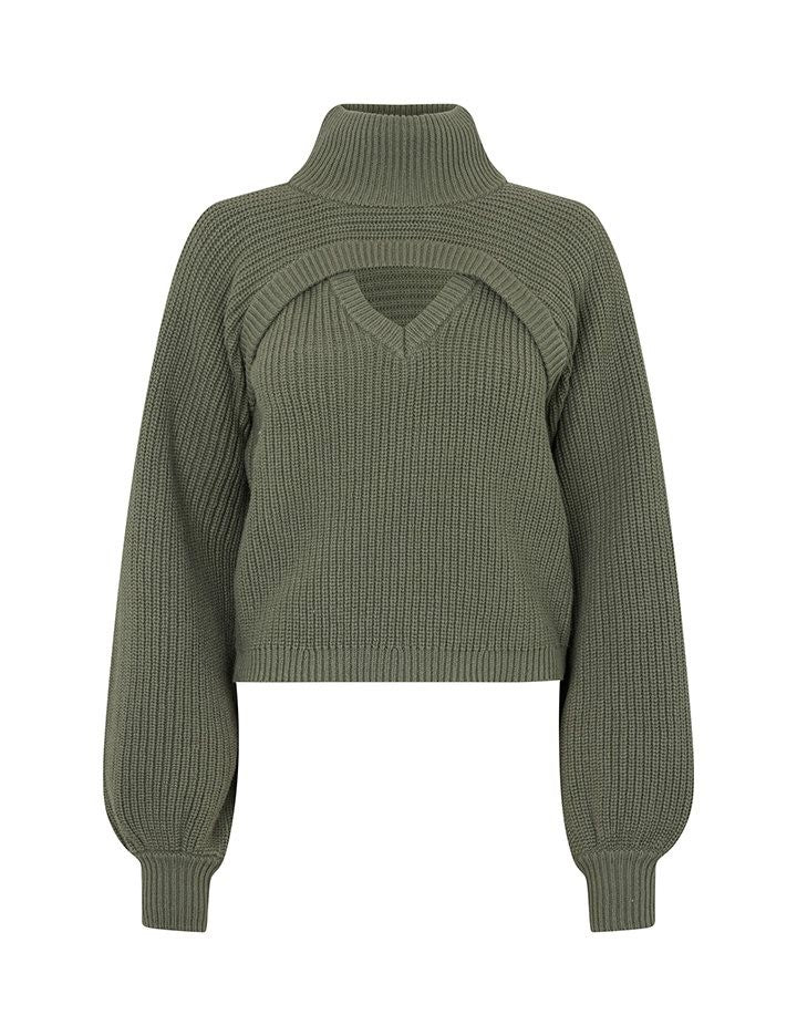 Pullover mit Cut Out - Khaki