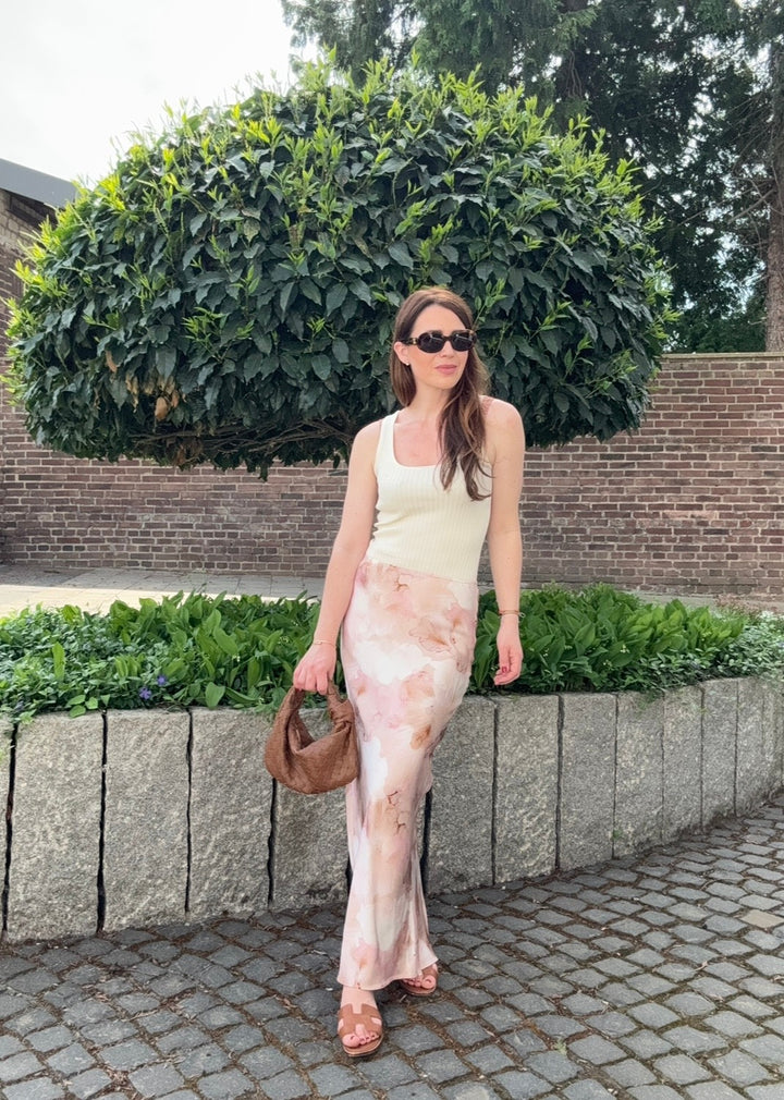 Maxi-Rock mit Print - Rosa