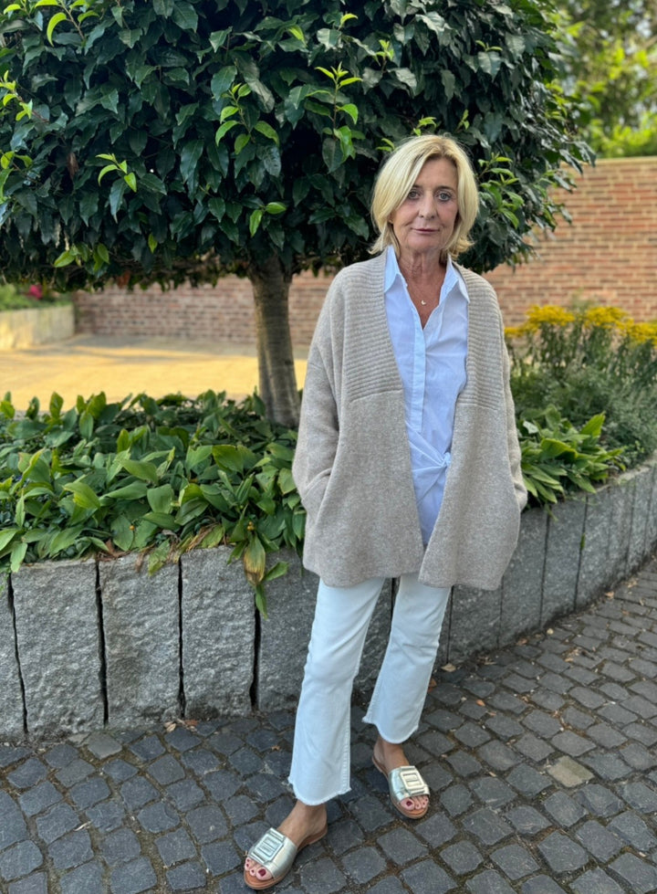 Oversize Strickjacke - Taupe