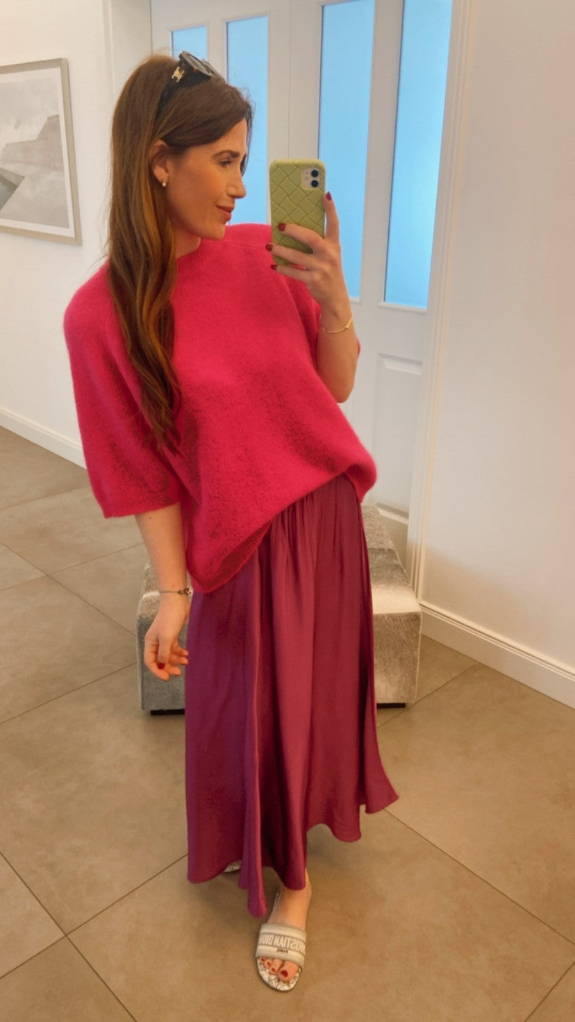 Baby-Alpaka Shirt - Brombeere/Pink