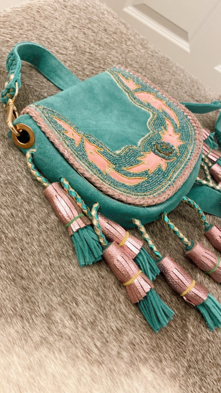 Boho-Handtasche - Türkis