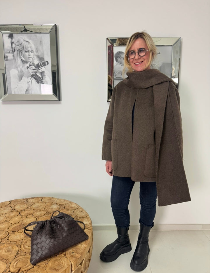 JACKE AUS 100% WOLLE (HANDGEFERTIGT) - SCHOKO