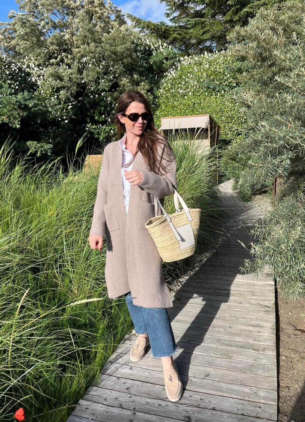 Maxi-Strickjacke - Taupe