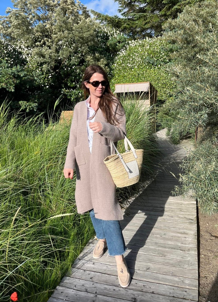 Maxi-Strickjacke - Taupe