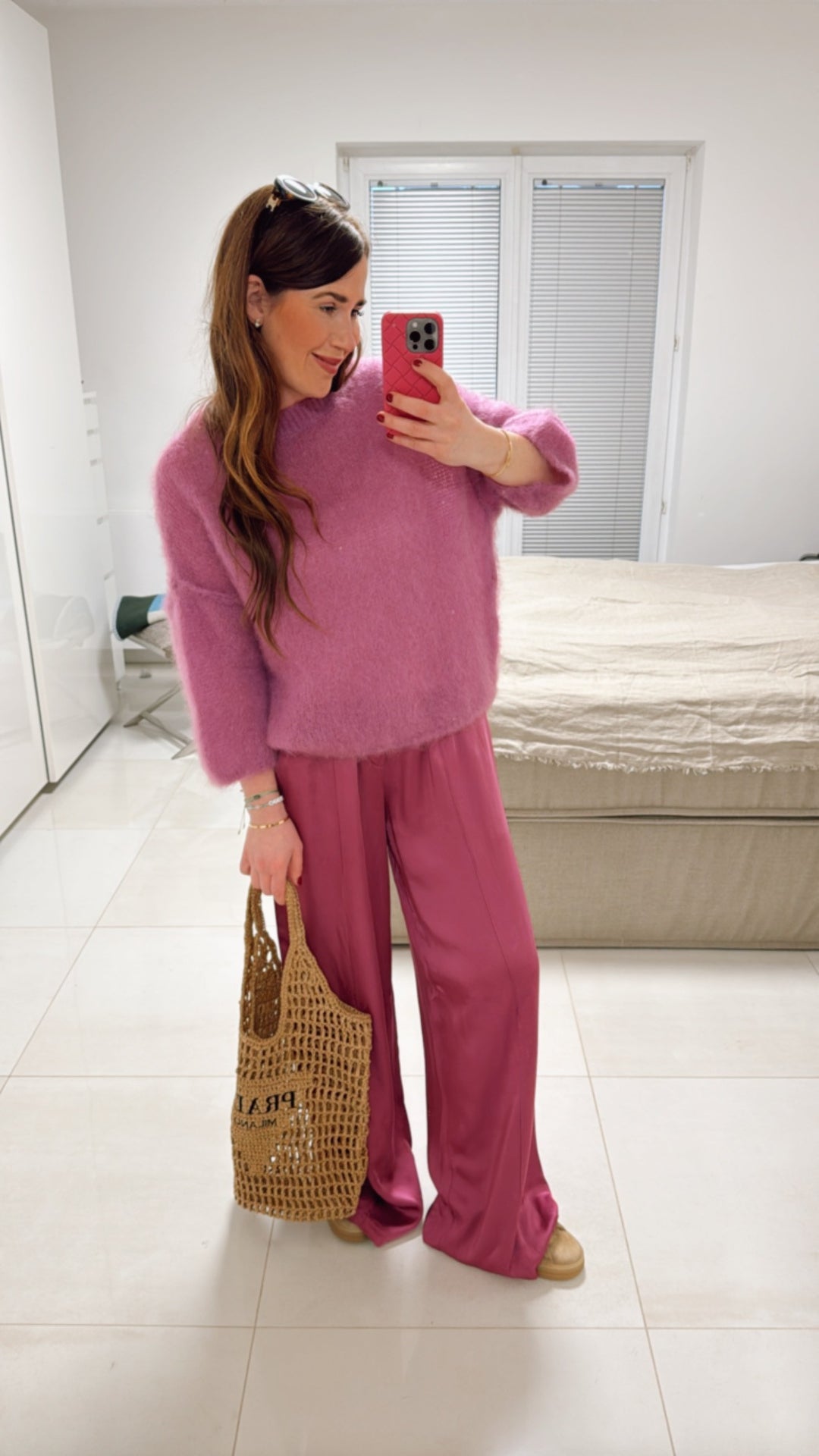 Mohair-Shirt mit 3/4 Arm - Beere