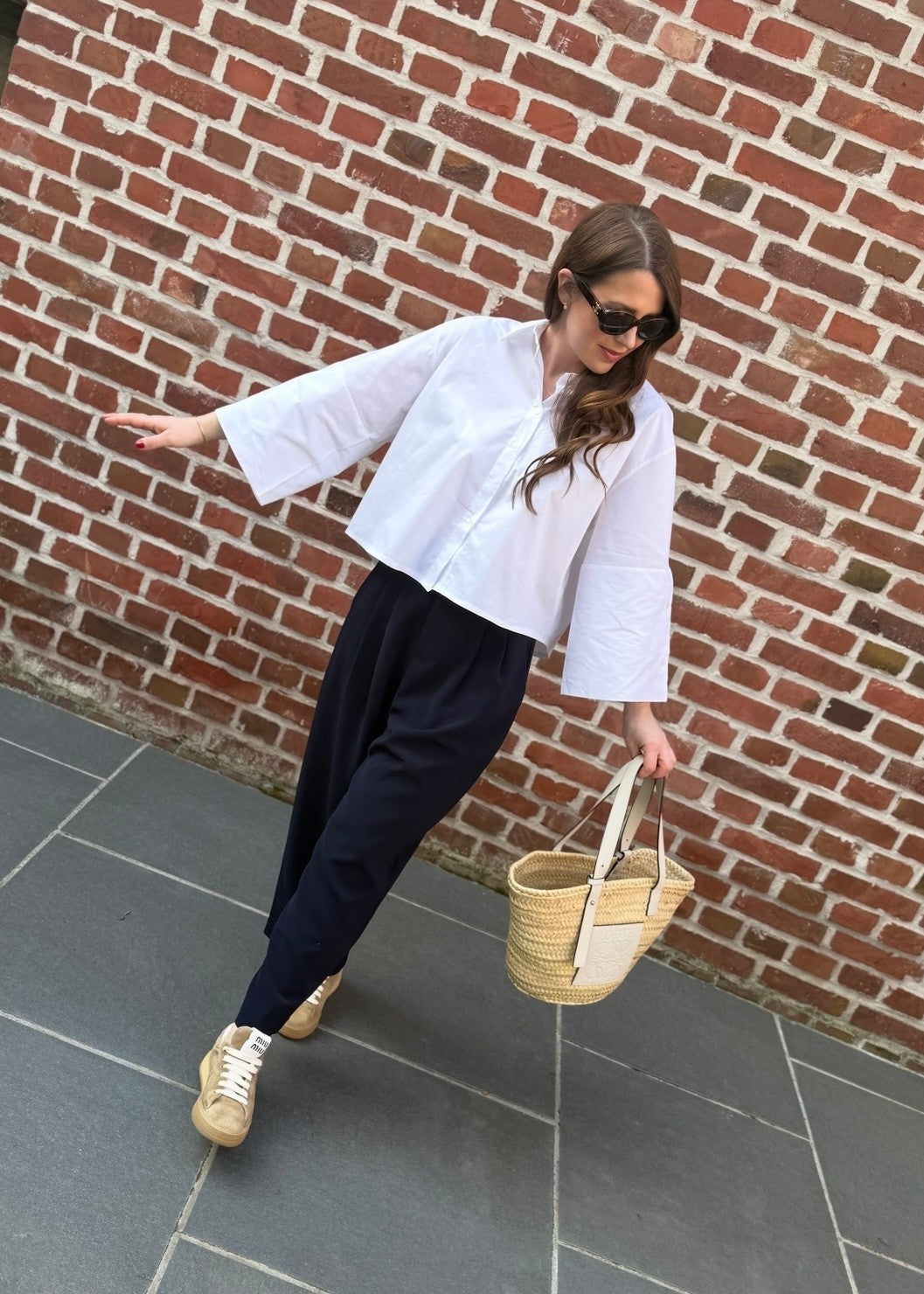 Bluse mit weitem Arm - Weiß