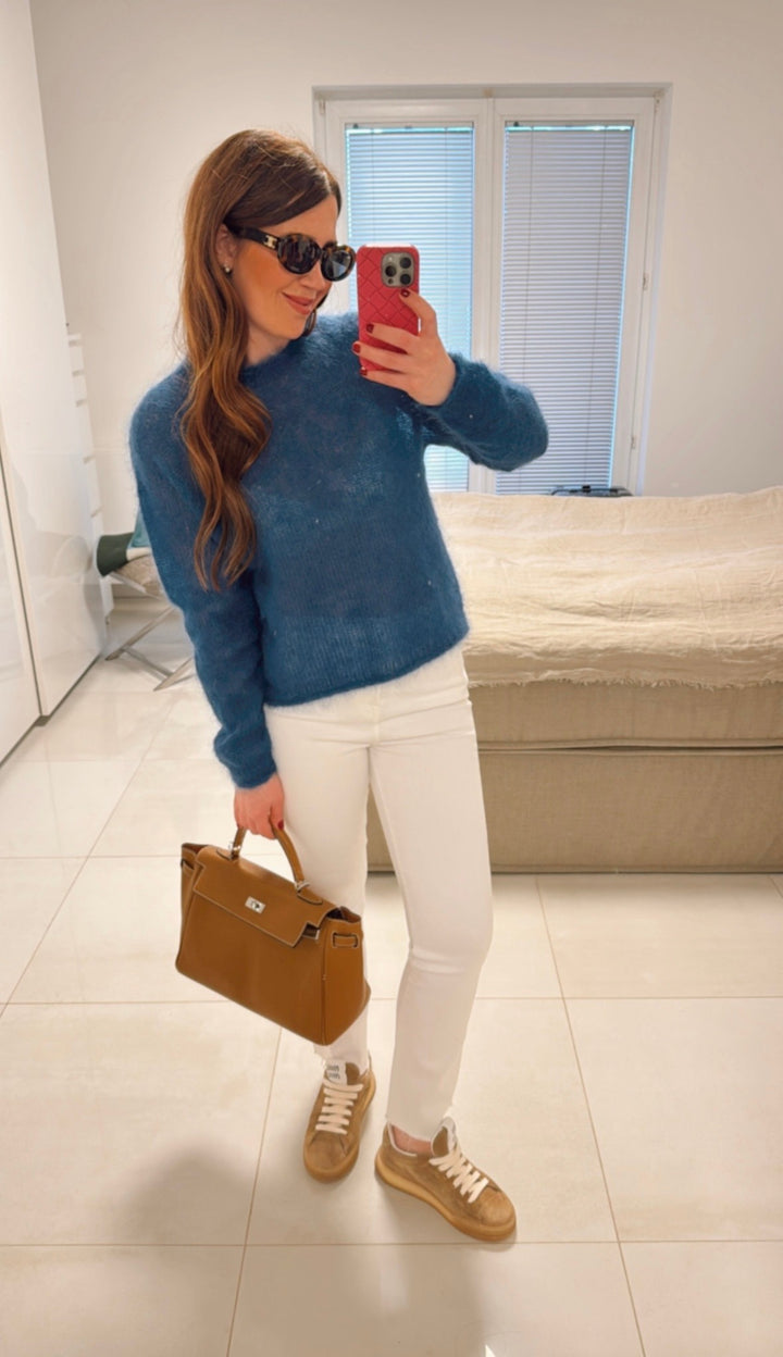 Dünner Mohair-Pullover - Navy
