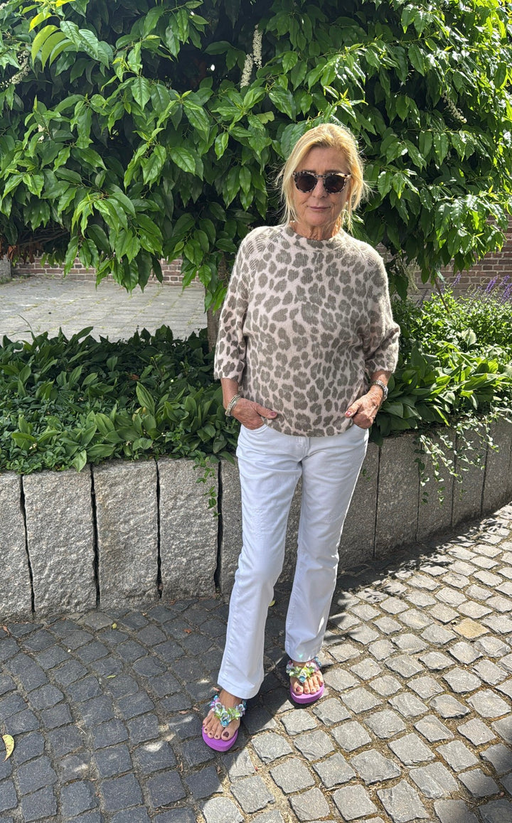 Strickshirt mit Print - Khaki