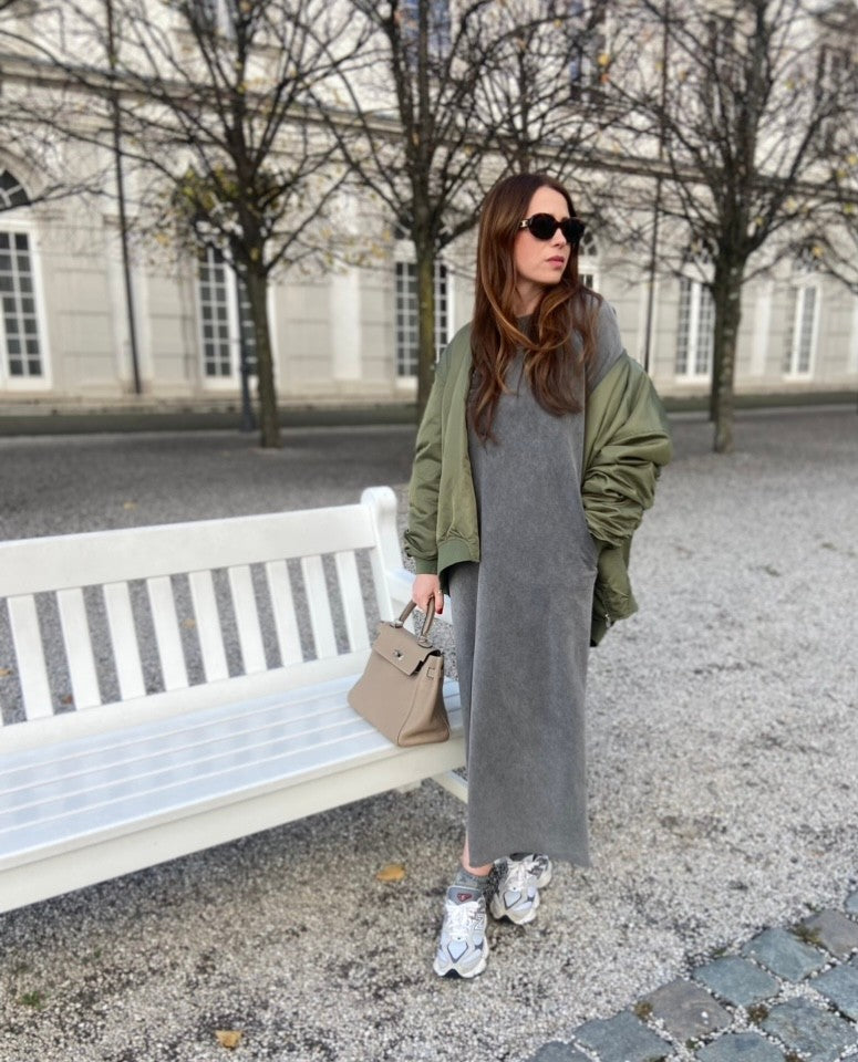 Sweatkleid - Used Look Grau