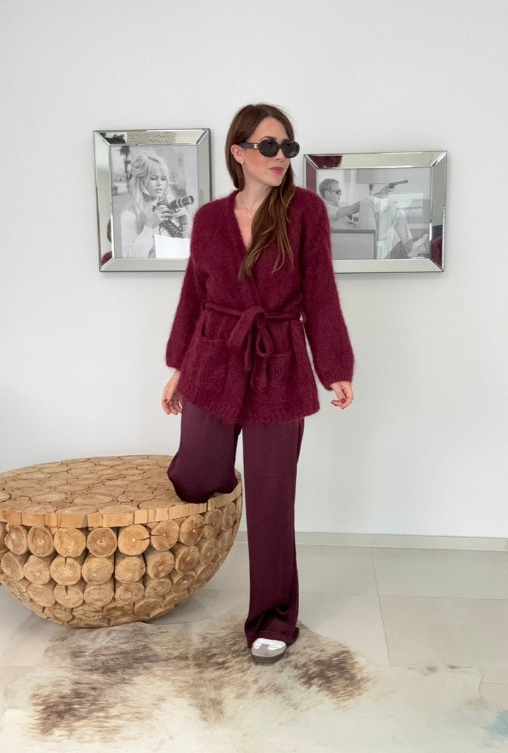 Mohair-Jacke - Burgunder