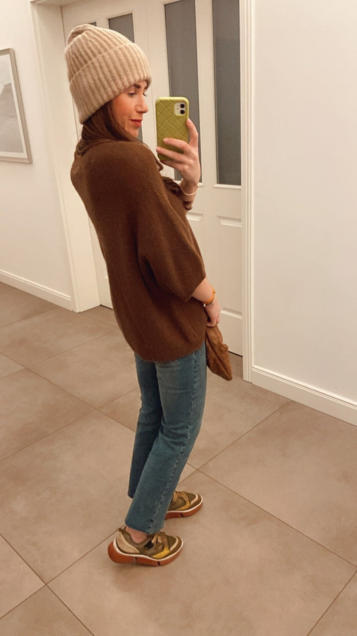 Strickshirt Baby-Alpaka - Braun