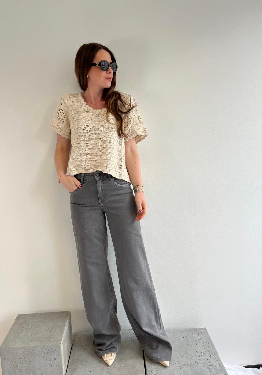 Jeans Wide-Leg - Grau