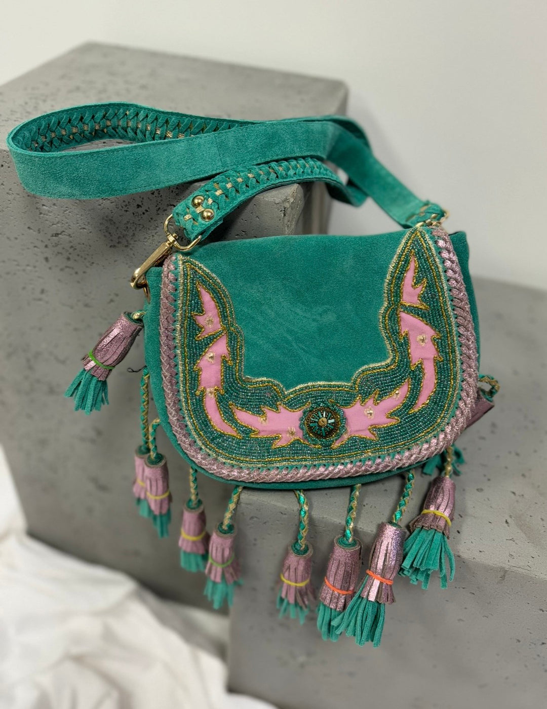 Boho-Handtasche - Türkis