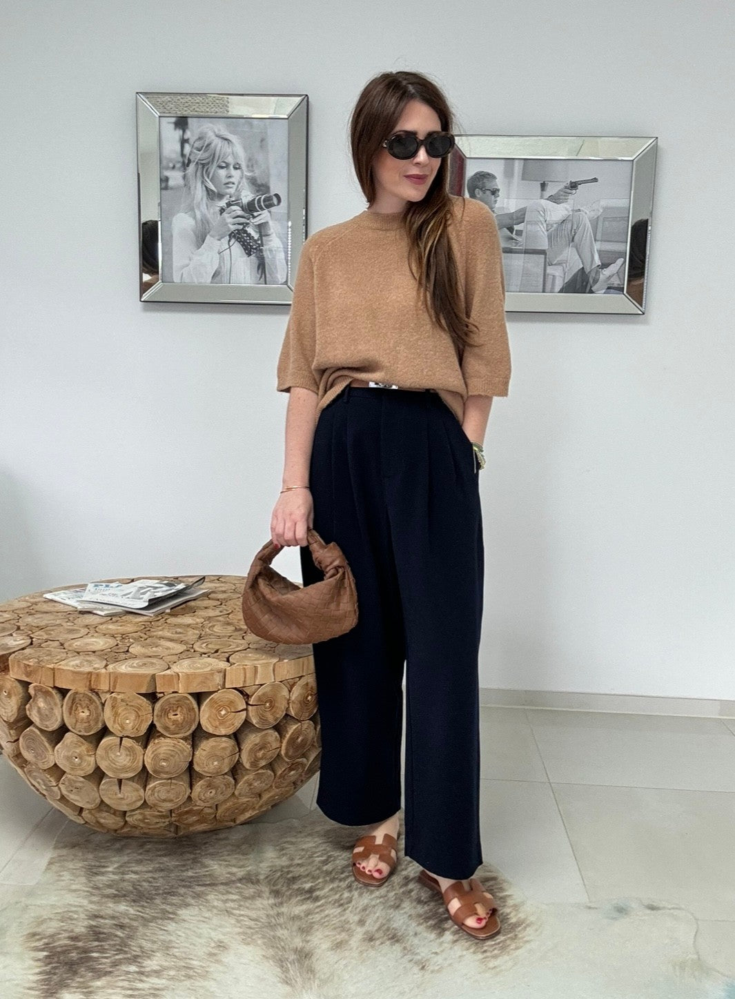 Weite Stoffhose - Navy