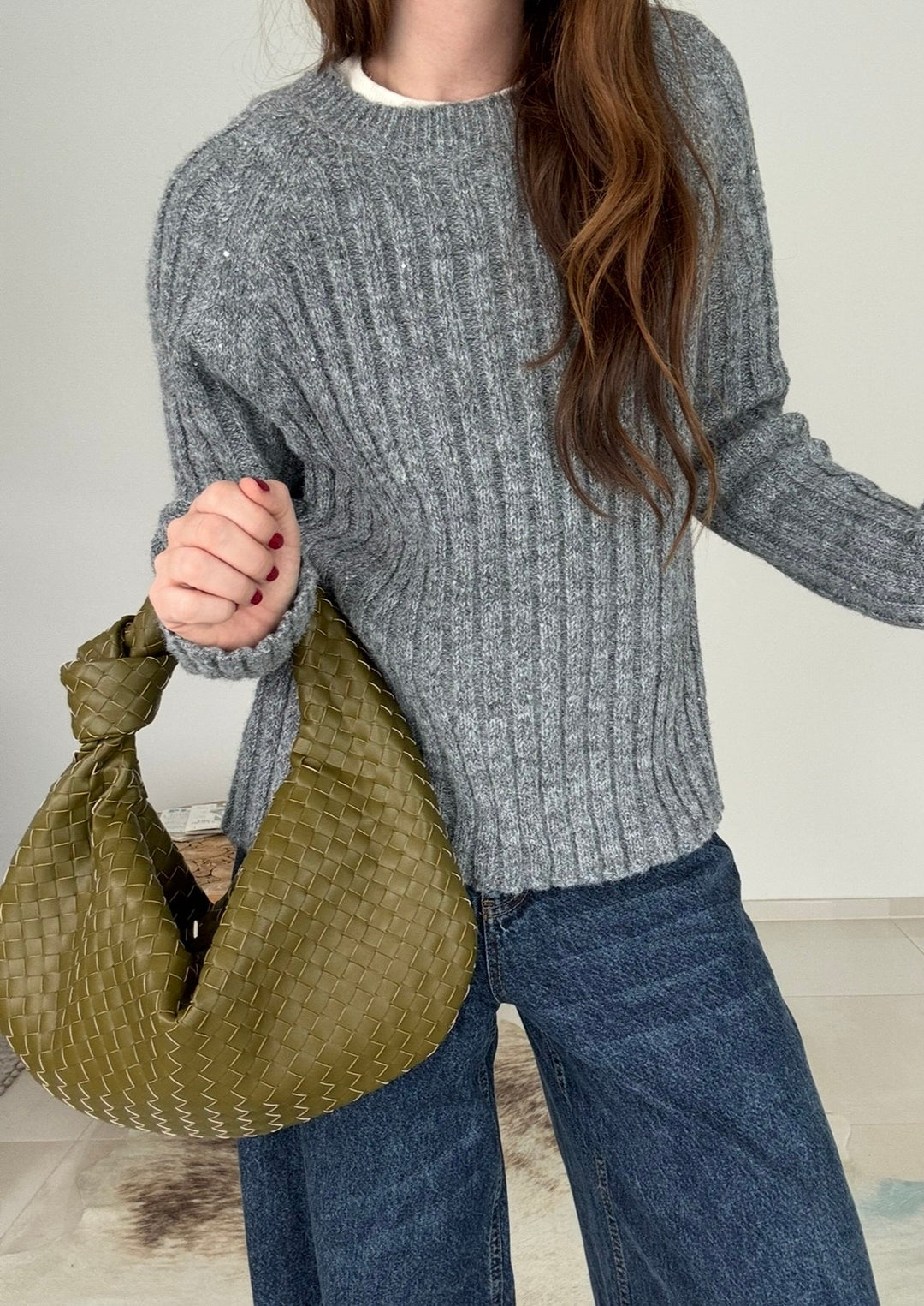 Pullover mit Glitzer - Grau
