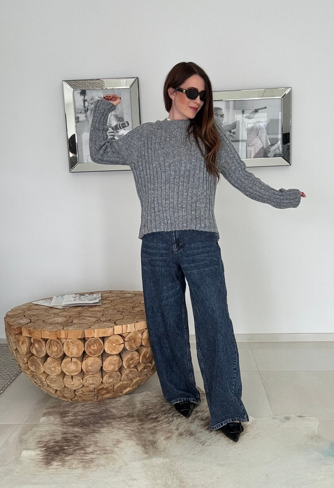 Pullover mit Glitzer - Grau