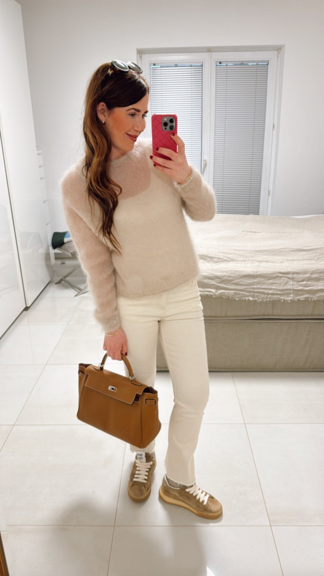 Dünner Mohair-Pullover - Creme