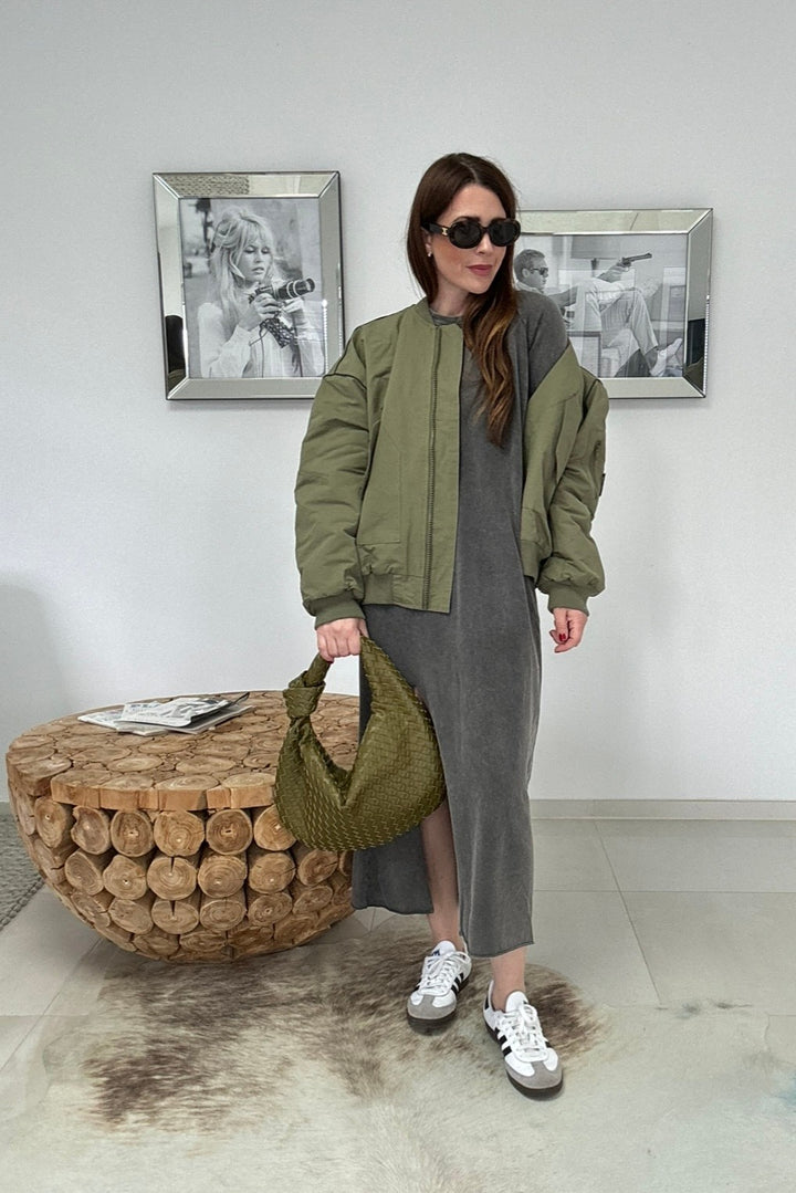 Sweatkleid - Used Look Grau