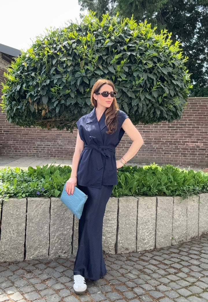 Leinenweste - Navy