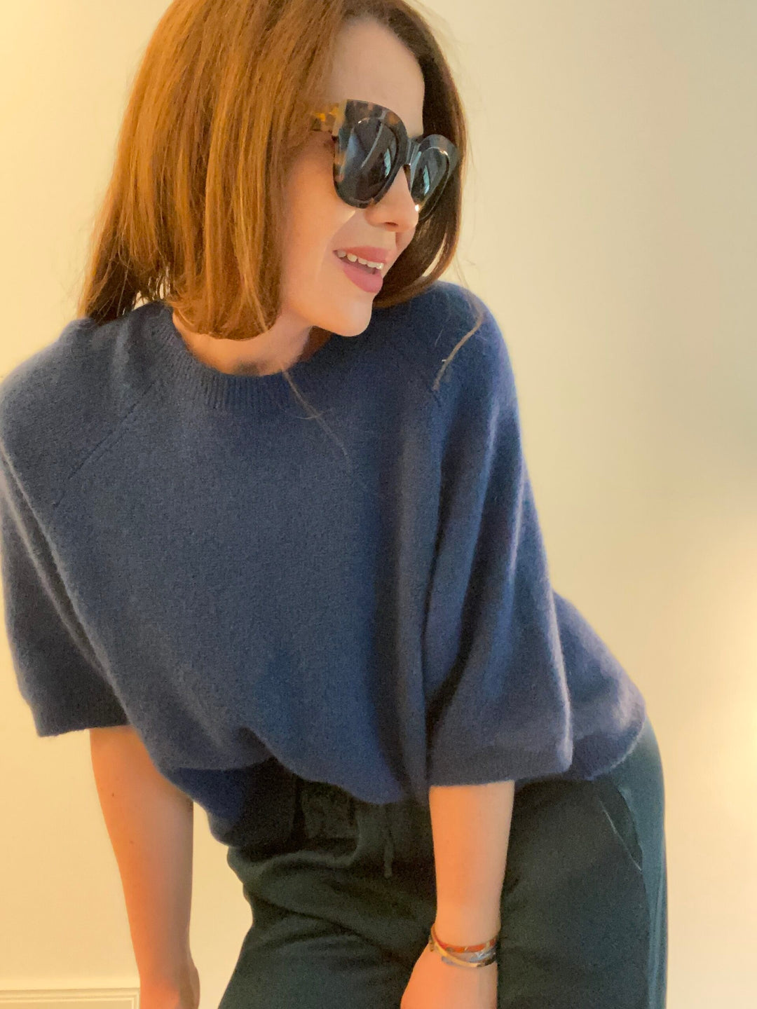 Strickshirt mit Baby-Alpaka- Navy