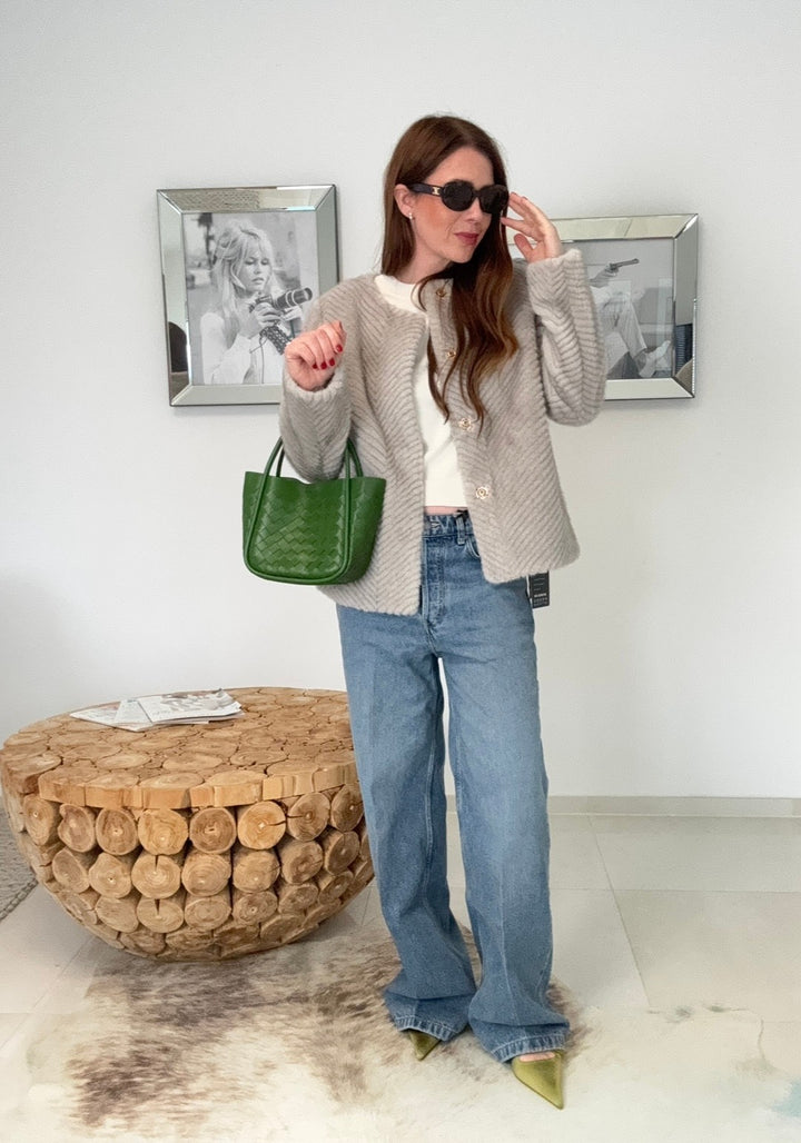 Fake Fur Jacke - Grau