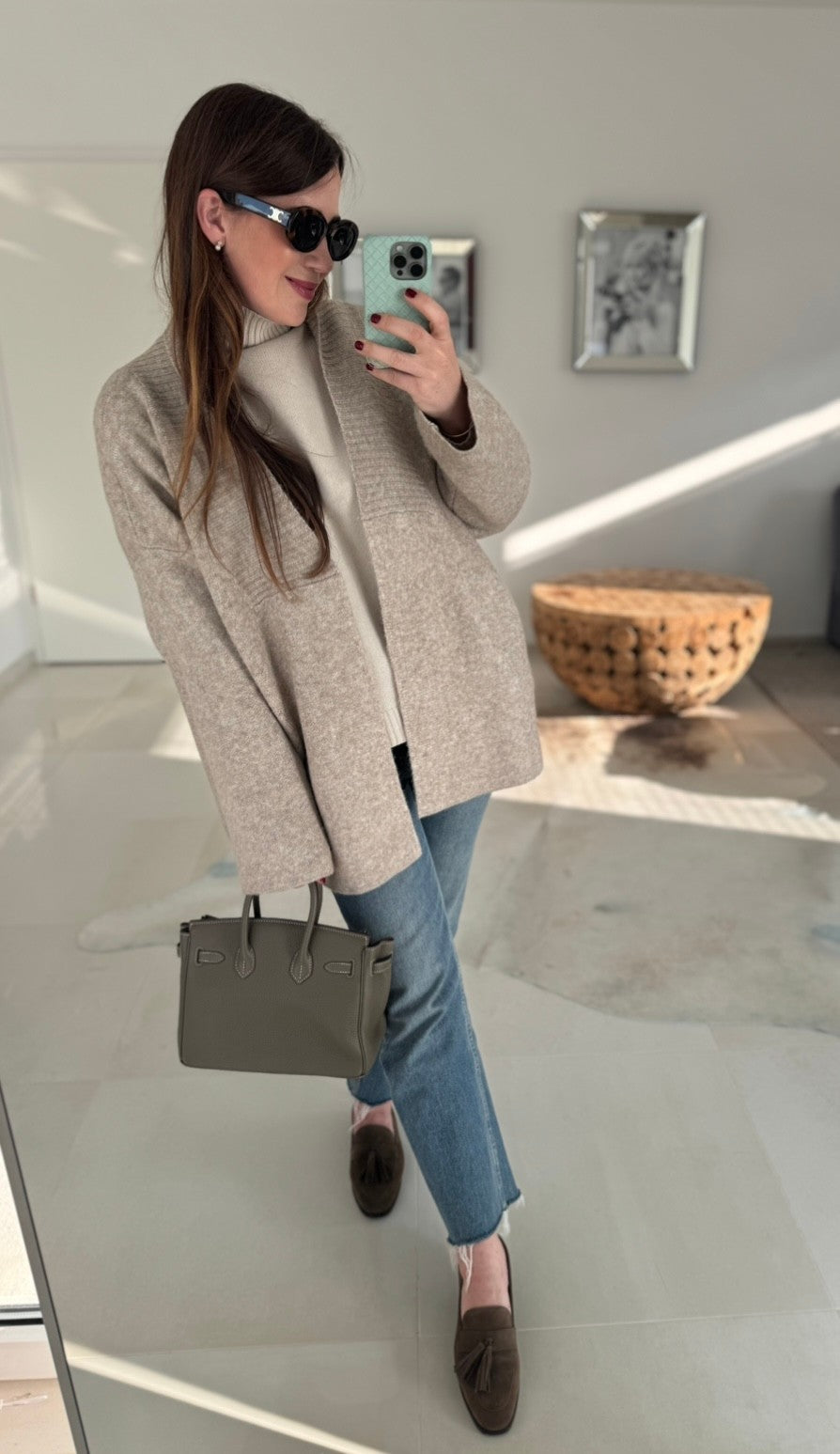Oversize Strickjacke - Taupe